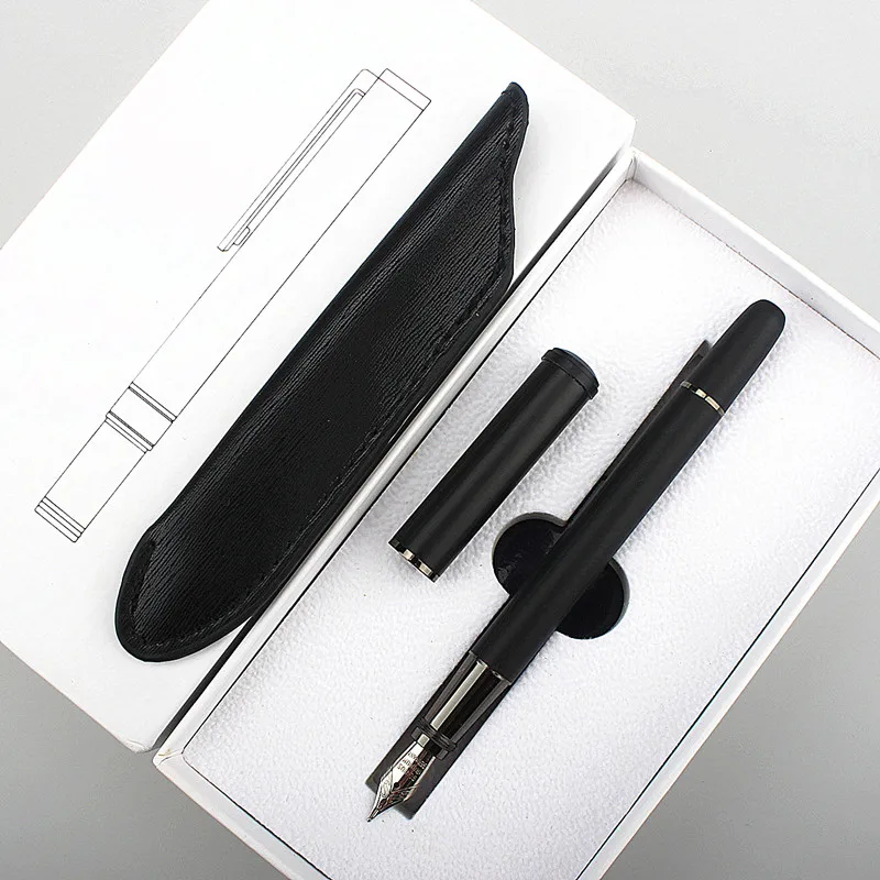 Luxury Metal Pen Canetas Black Fountain Pen Extra Fine 0.4mm Nib Writing Gift Office Business Writing Set Stationery Supply dikale 3d print pen usb canetas criativa 7th generation impresora magica 3d pen scribble drawing pen pla filament kid adult gift