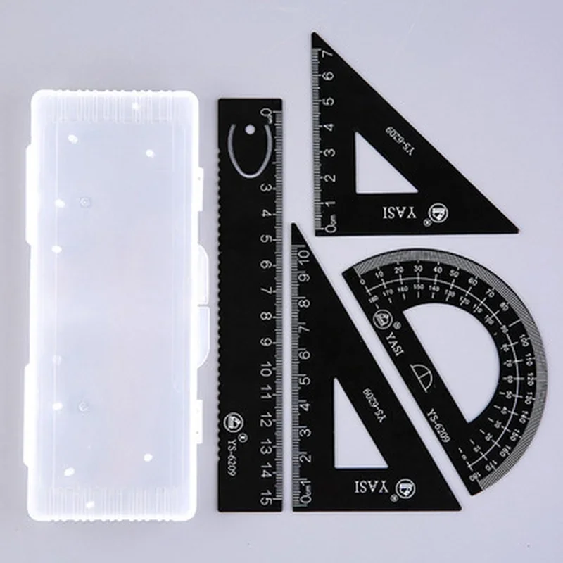 Aluminum Alloy Ruler Stationery Set Multifunctional Combination Ruler Triangle Protractor for School Office Measuring Drawing