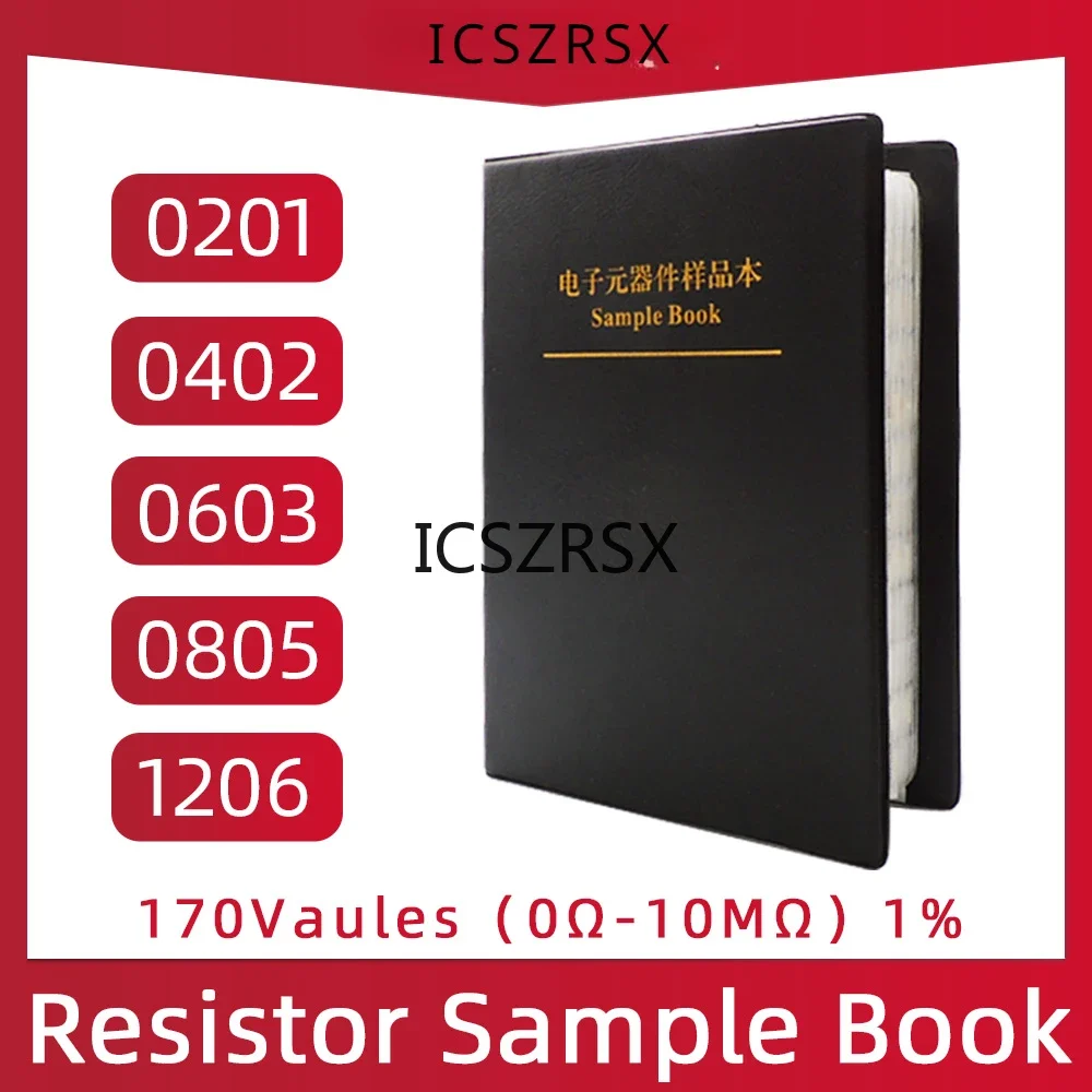 

Smd Book Resistor Kit 0805 0201 0402 0603 1206 1% SMT Chip Resistor set Assortment Kit 170 Values Sample Book FR-07 0Ω-10MΩ