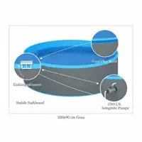 Piscine murale ronde en acier 350 x 90 cm grise avec skimmer et pompe filtrante, piscine hors-sol pour jardin et terrasse, piscine familiale pour adultes et enfants, ensemble piscine pour l'été et la détente en plein air, piscine de jardin pour la maison 3