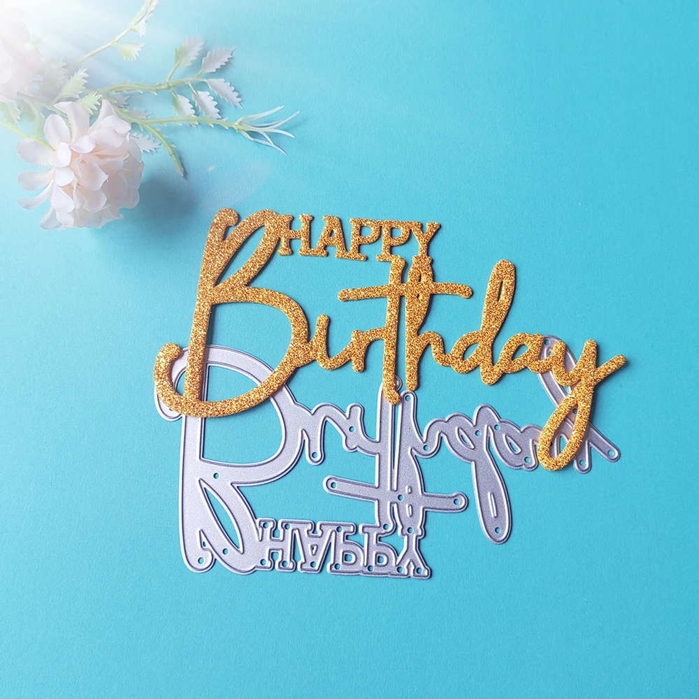 

New 14.5cm Happy Birthday cutting dies for English letters, scrapbooks, reliefs, craft stamps, photo album puzzl