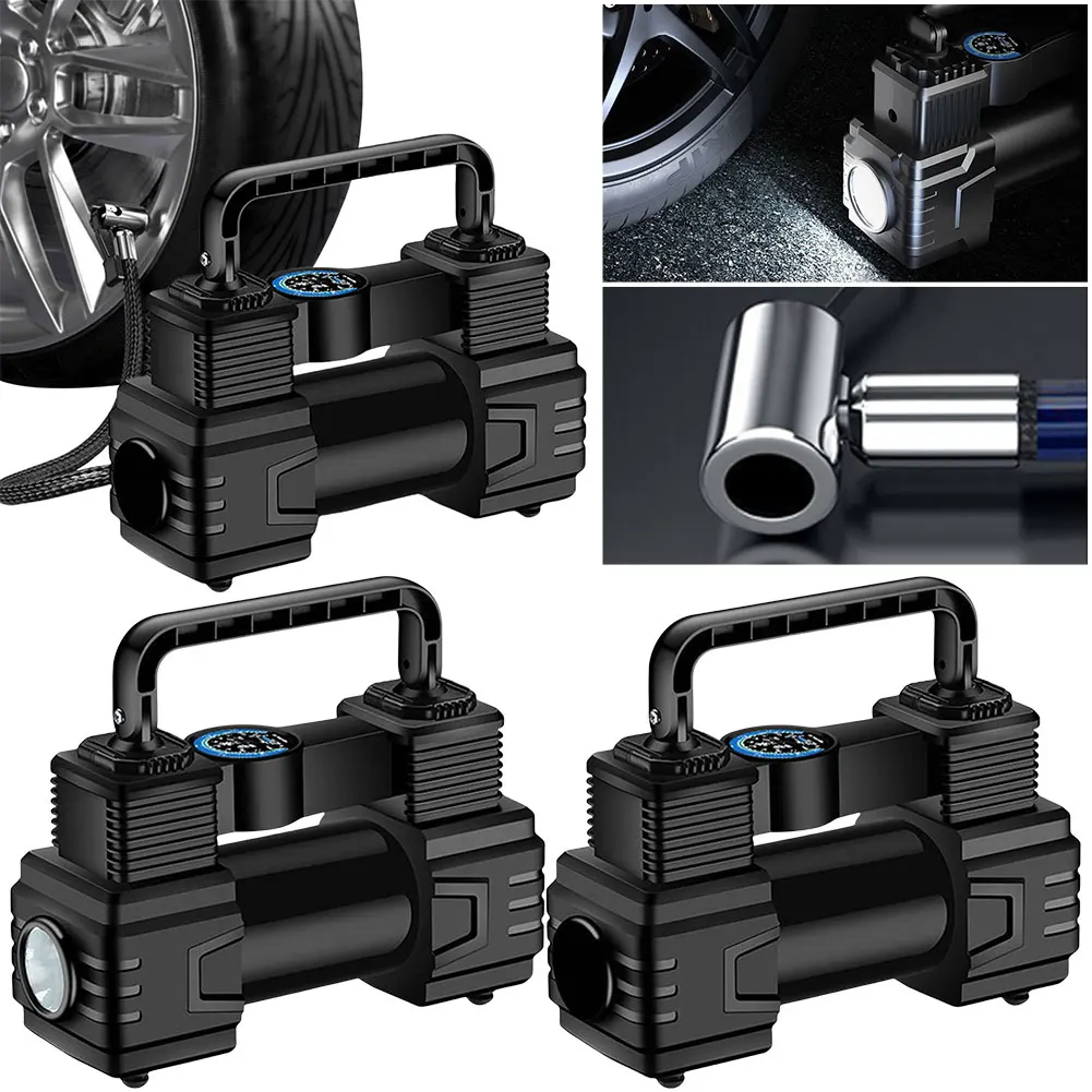 Car Tire Pump Auto Air Compressor Digital Display 12V Electric Car Tire Inflator with LED Light Vacuum Pump for All Vehicle