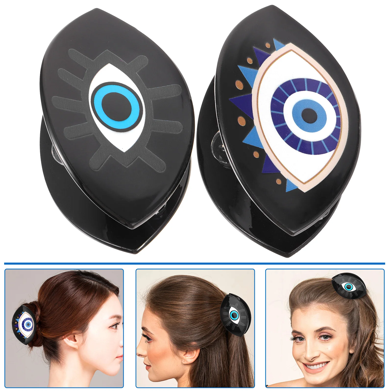 2 Pcs Hair Pins Claw Clips Evil Eye Accessories for Thin Women Hairpin Personality 5