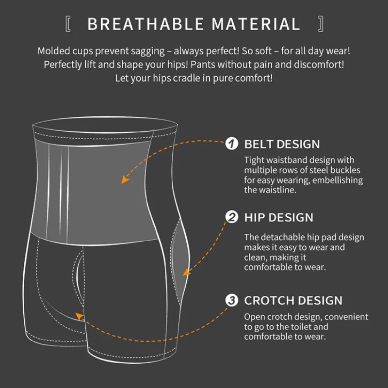 Men Breathable Tummy Control Butt Lifter Shapewear High Waist Belly Control Hip-up Briefs Double Compression Waist Tightening