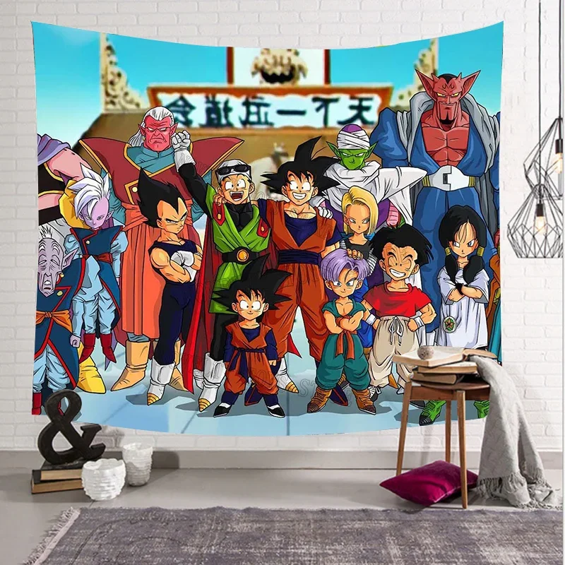 2024 New Dragon Ball Tapestry Hanging Party Photography Wall Hanging Goku Beach Room Decor Cloth Carpet Yoga Mats Birthday Gifts