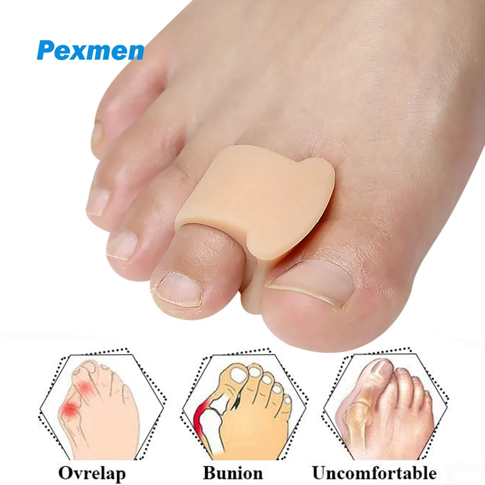 Pexmen 2/4/10Pcs Toe SeparatorsGel Toe Spacers Bunion Corrector Spreader for Bunions Overlapping Toes and Drift Pain Relief Pads drift