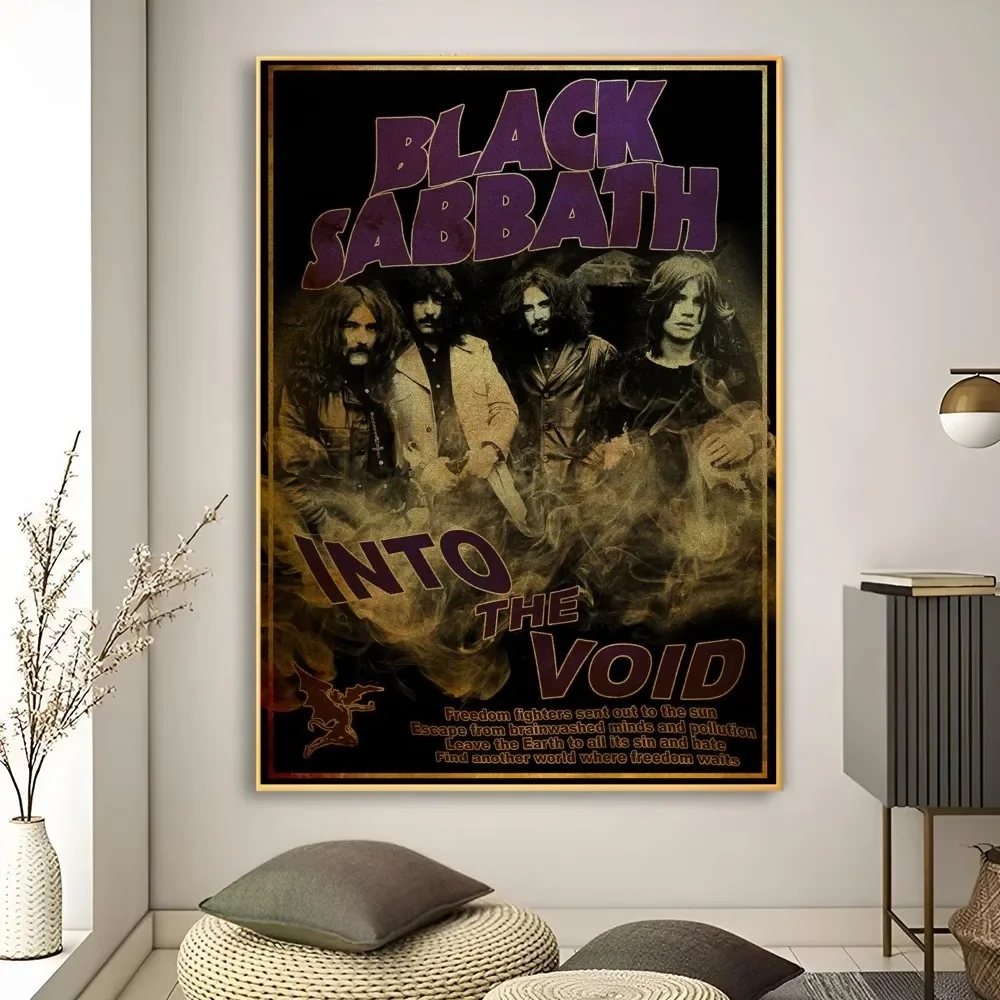 Poster Prints Retro Print Poster Paper Waterproof Sticker Black Sabbath Band Music Poster Home Living Room Bar Wall Decoration poster prints vintage posters