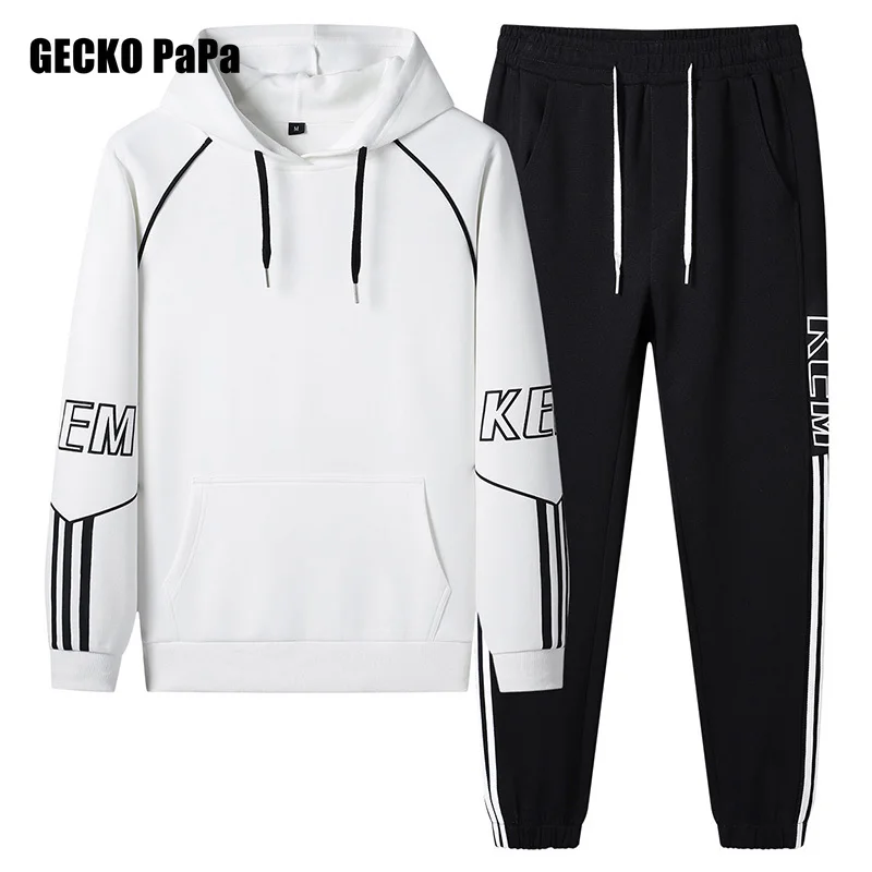 

Mens Hoodie Set Solid Color Men's Sweatshirt Sweatpants Tracksuit Men Loose 2023 New Plus Size 7XL 8XL Male Fashion Sportswear