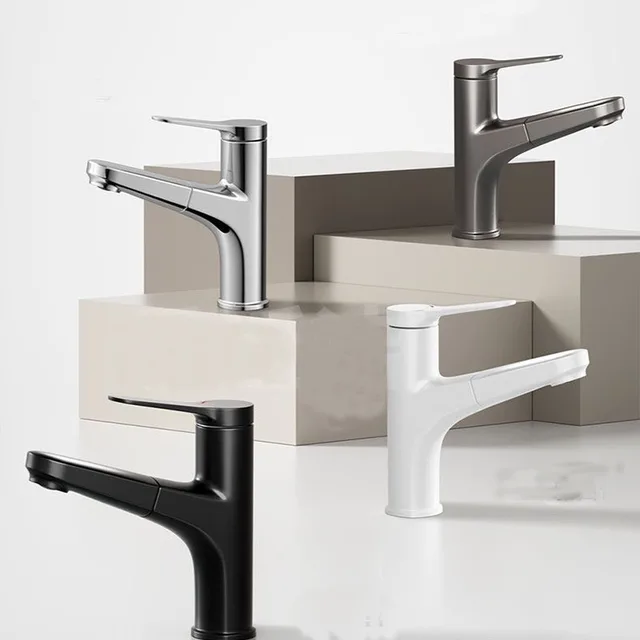 ก๊อกน้ำอ่างล้างหน้าแบบดึงออกสีขาว, ก๊อกน้ำอ่างล้างจานแบบยืดหยุ่นน้ำร้อนและน้ำเย็นติดตั้งบนดาดฟ้าพร้อมโหมดฝักบัวแบบสตรีม 5