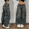 Y2K Baggy Jeans Womens New Multi-pocket Washed Vintage Jeans Harajuku Oversized Denim Pants High Waist Wide Leg Pants Trousers 1