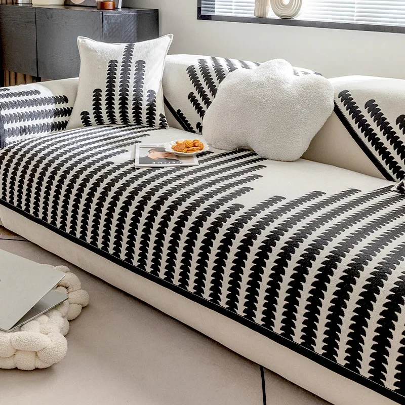 Luxury Chenille Sofa Cover Four Season Universal Sectional Sofa Towel Anti-slip Couch Cover for Living Room, Not whole Set 2