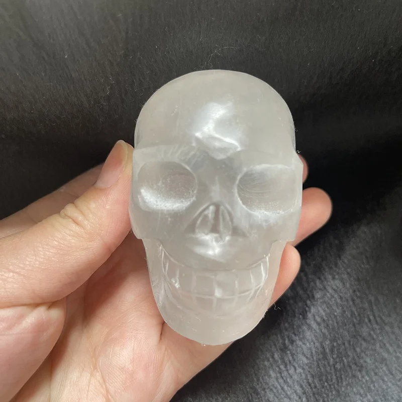 

Natural Crystal Selenite Skulls Crystals Skull Head Hand Carving Spiritual Healing Stones For Home Decor Ornament Witchcraft