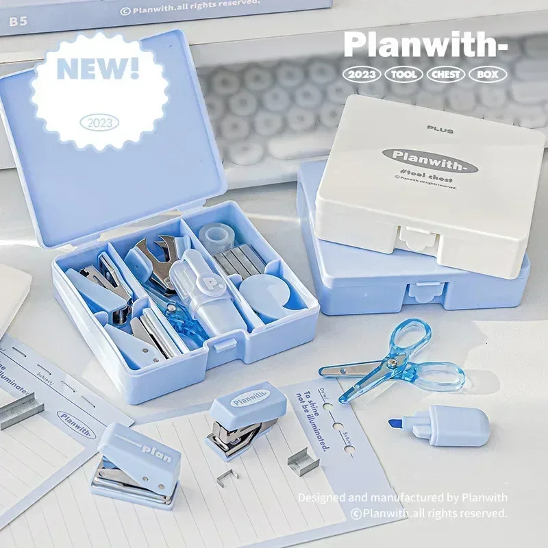 Mini Puncher Stapler Staple Hole Tape Machine Set Ins Multifunction Scrapbook Tool Box Back To School Student Supplies