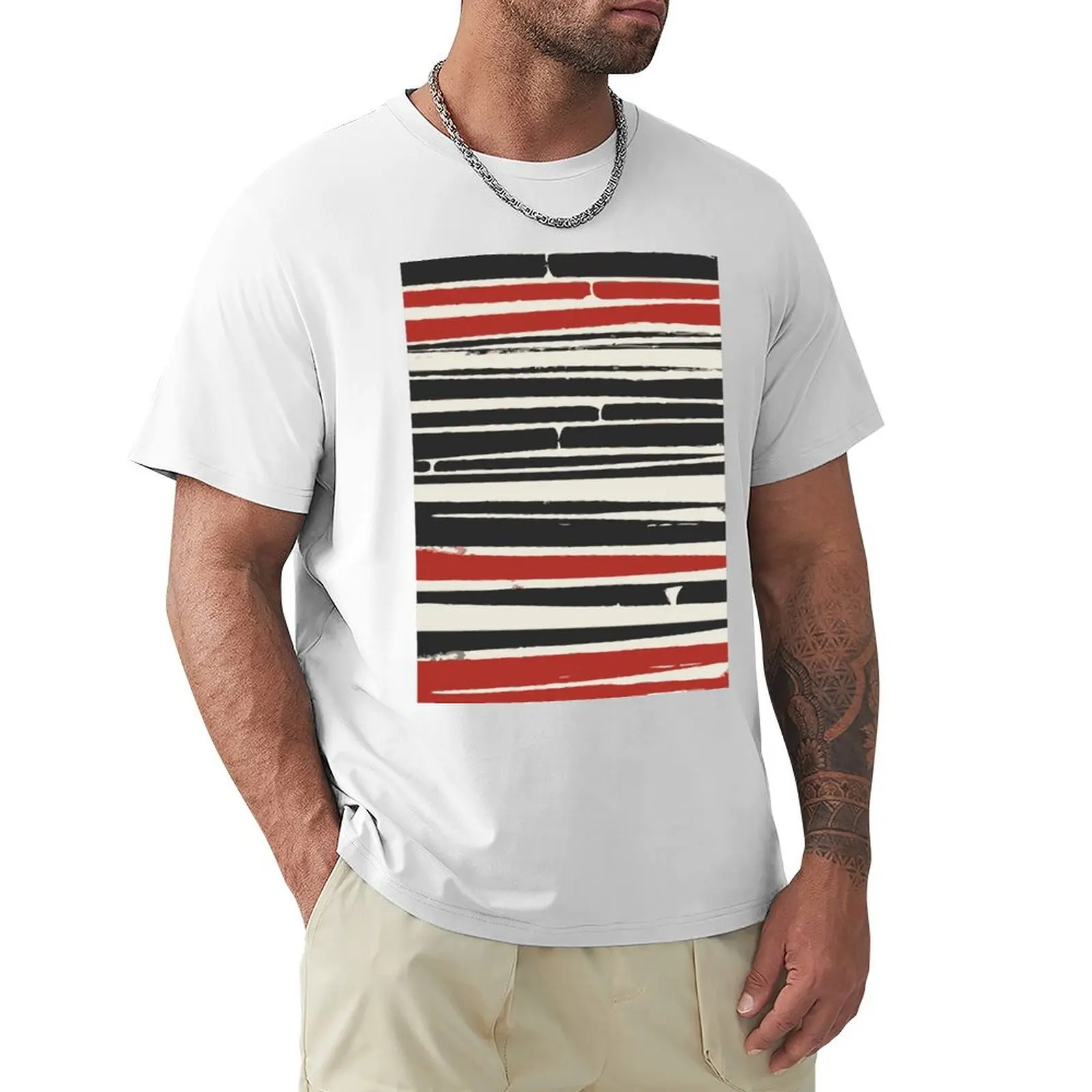 

Abstract Black Red Stripe T-shirt heavyweights shirts graphic tees summer clothes mens funny t shirts