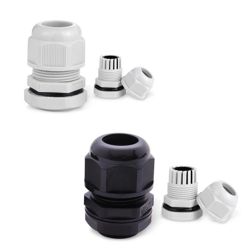 Waterproof Cable Gland Cable entry IP68 PG7 3-6.5mm PG9 PG11 PG13.5 PG16 PG19/21 White Black Nylon Plastic Connector 10pcs