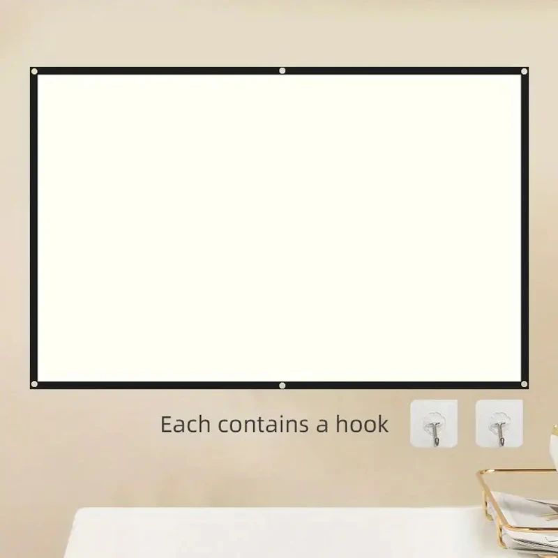 Projector Screen 60-150 inch white soft screen easy to clean and move supports double-sided projection