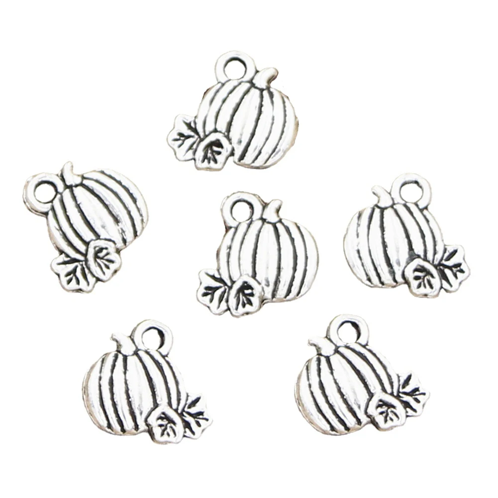 30 stücke Charms Kürbis Herbst Thanksgiving Halloween 10x10mm antike silberne Farbe Anhänger machen DIY handgemachte tibetische Entdeckung