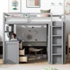 Twin Size Loft Bed Solid Wooden Loft Bed Frame with Drawers,Desk,and Wardrobe & Safety Guardrail for Kids, Boys and,GirlsTeens 3