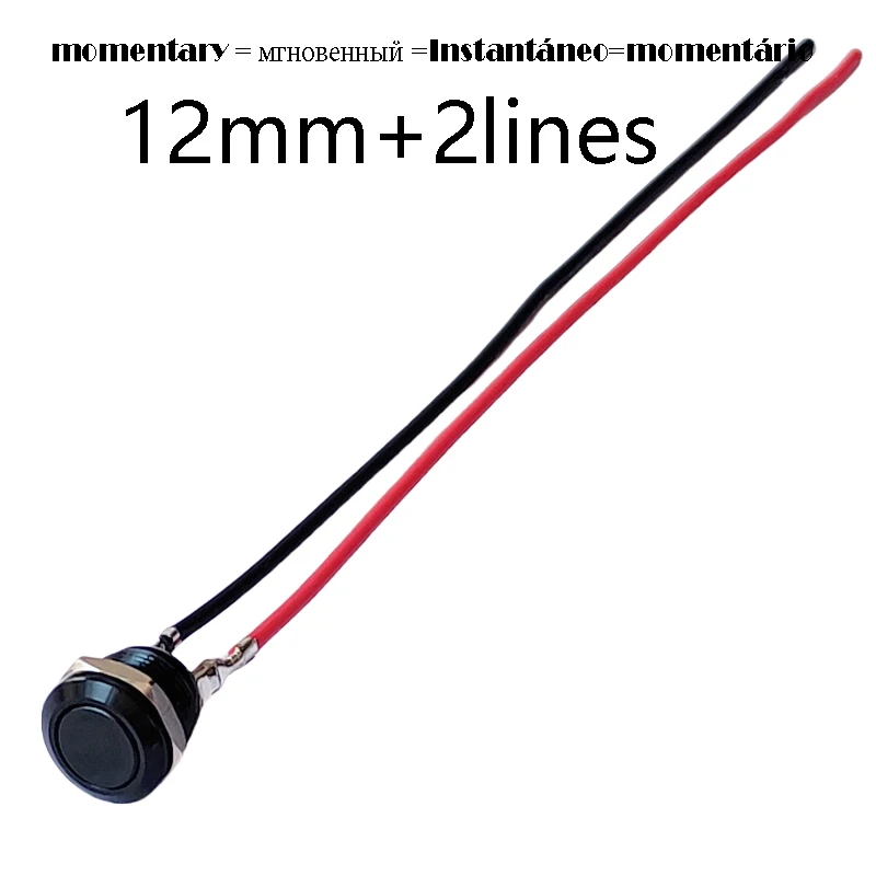 20 Pulsanti Mini Interruttori Momentanei Impermeabili 12mm Neri - On/Off