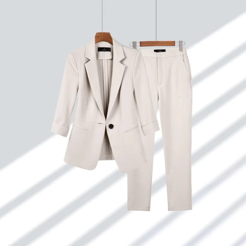 

Women's Spring Autumn New Casual Blazers Jacket Matching Set Korean Elegant Professional Suit Pants Two Piece Female Clothing
