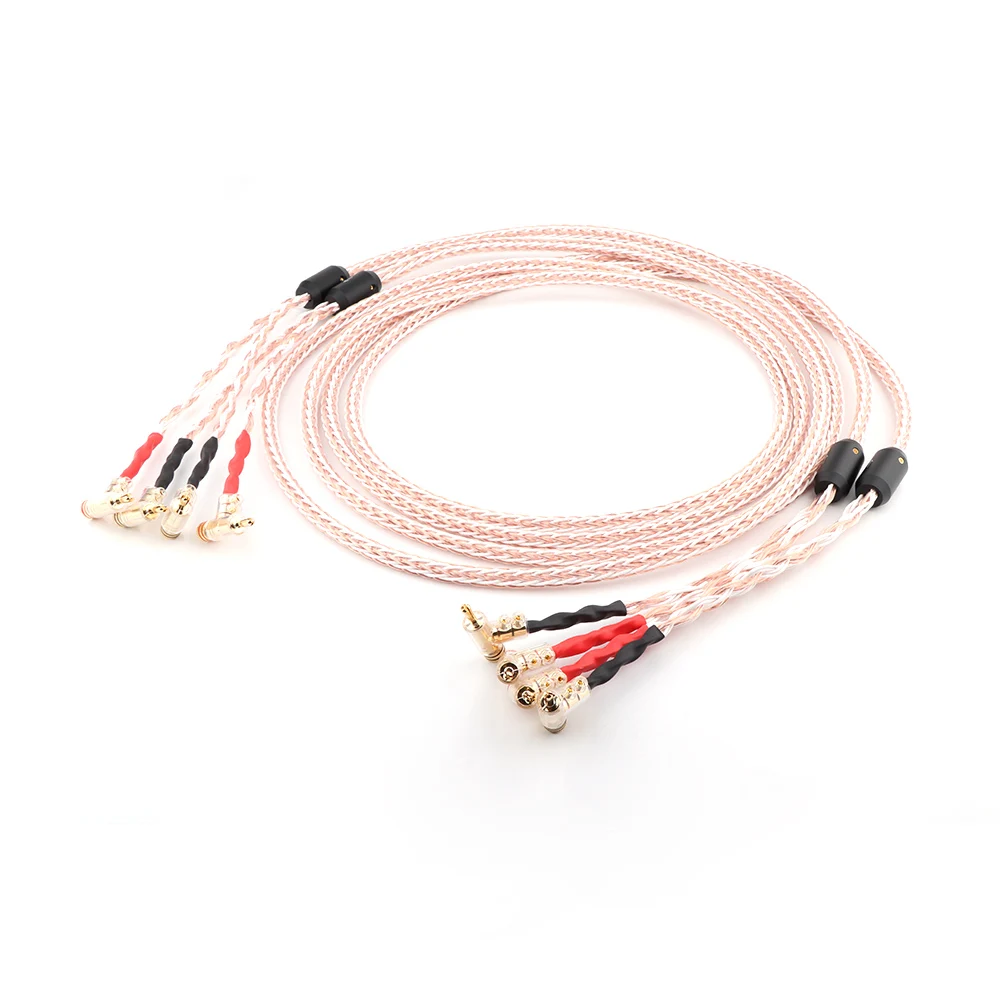 

HI-End 12TC 24cores OFC Copper Audiophile Speaker Cable with Right Angled Self locking Banana Plug hifi audio loudspeaker cable