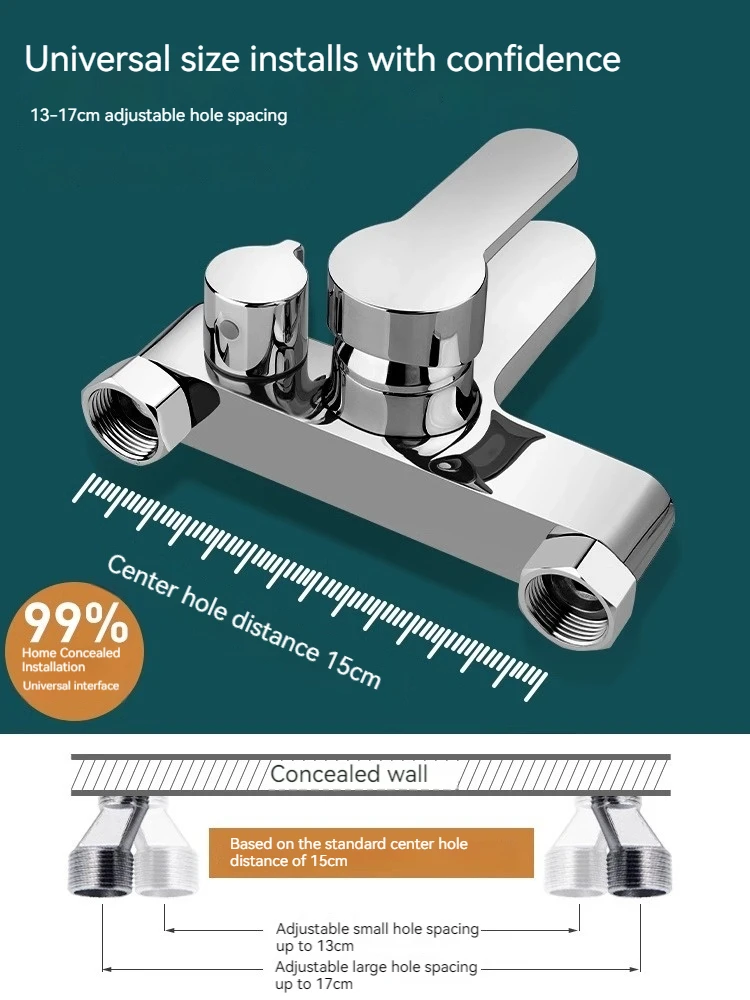Bathroom Triple Shower Faucet Hot and Cold Water Brass Faucet Bath Bath Mixer Shower Set
