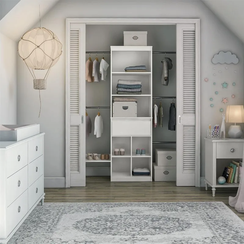 Grow with Me Adjustable Kids’ Closet Organizer System, 15.69" D x 95.44" W x 76.62" H, 2