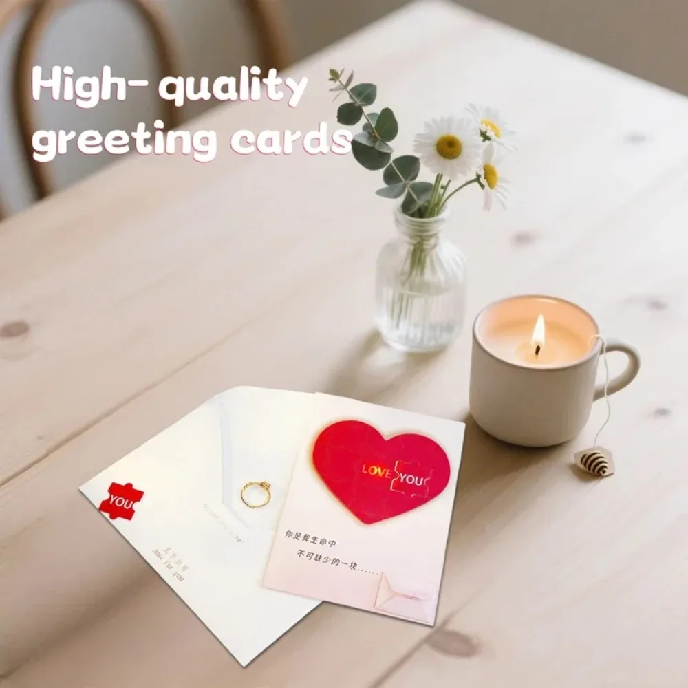 Romantic Love Puzzle Postcard Puzzle Recording Surprise Valentine's Day Gift Funny with Envelope Voice Message Card