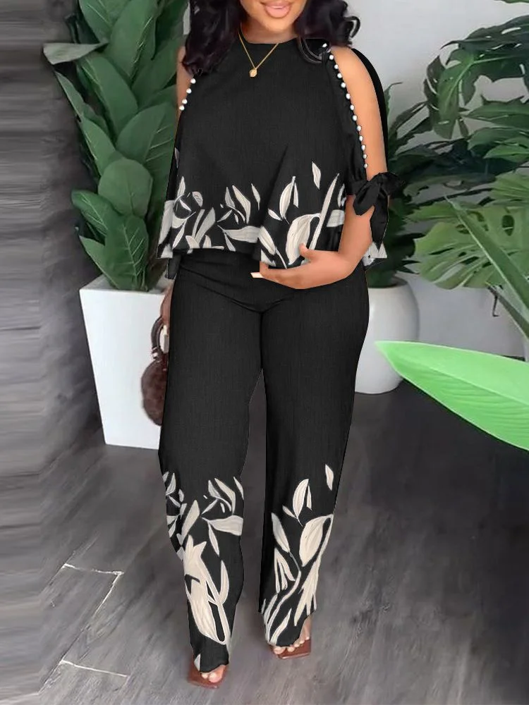 African Clothes for Women 2 Piece Sets Women Outfit 2023 Summer Elegant 3/4  Sleeve O-neck Polyester Top Casual Straight Pants - AliExpress