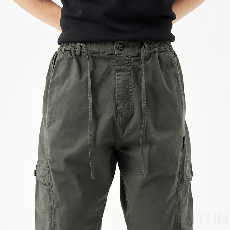 Men Cargo Pants Elastic Waist Loose Jogger Male Casual Harem Pants Sweatpants Hip Hop Sports