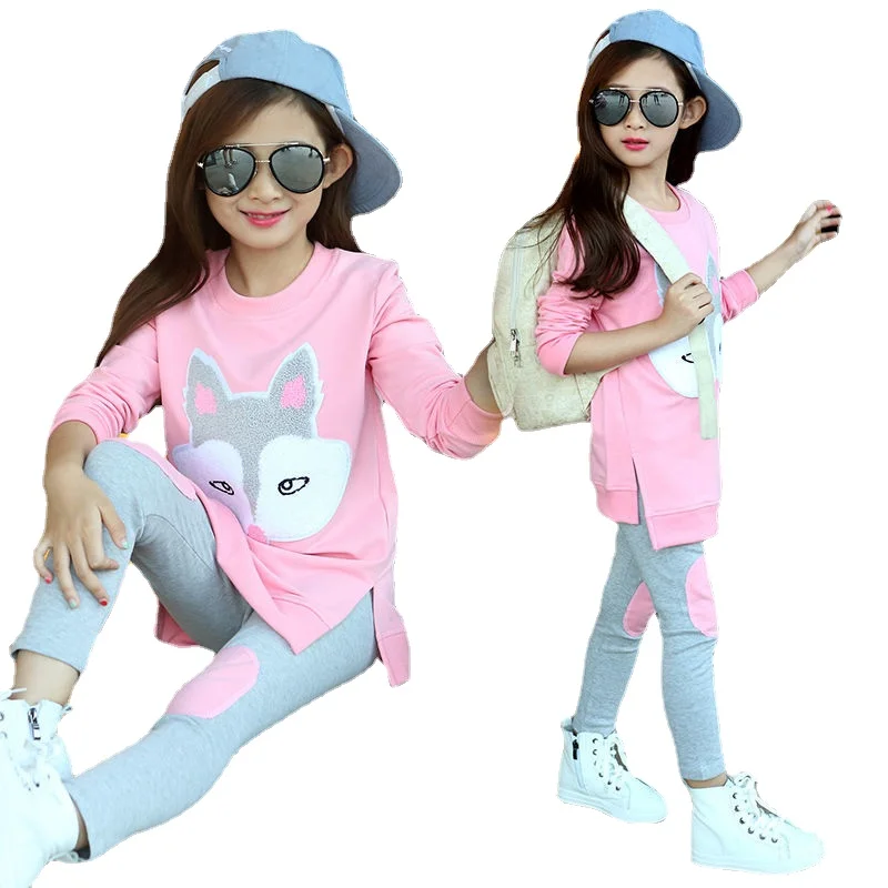 Girls Clothing Set Spring Autumn Jacket + Trousers 2 PCS Children 8 10 11 12 Year