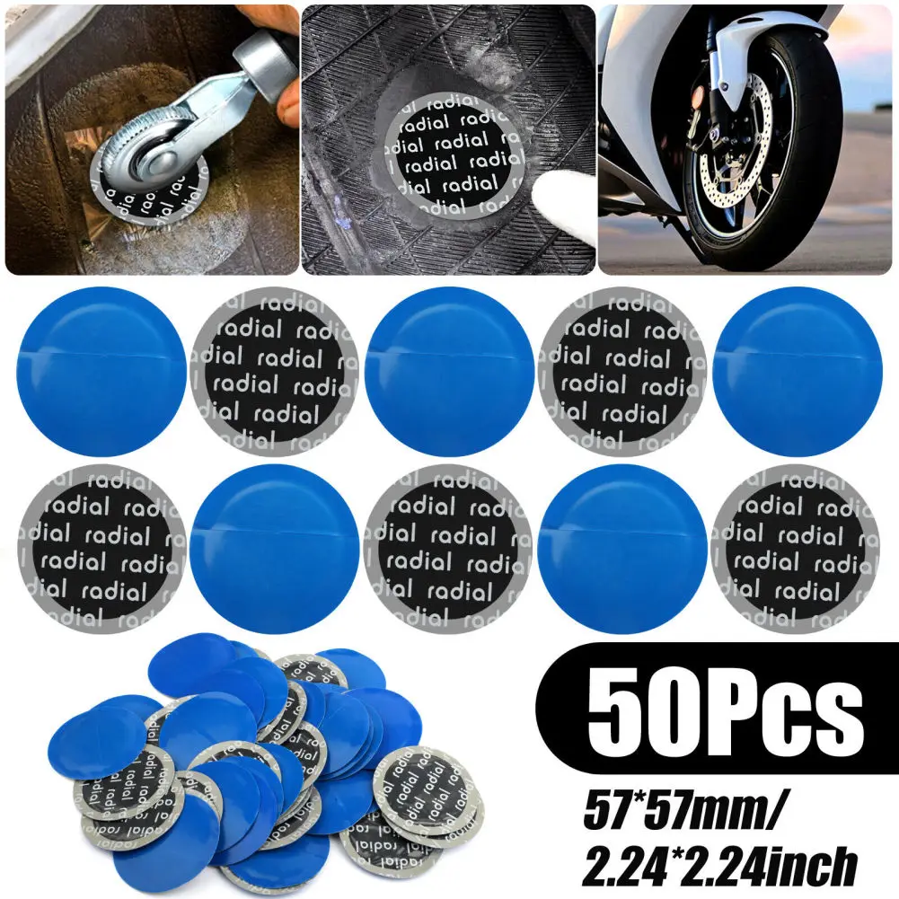 

50Pcs 57mm Tyre Patches Rubber Round Puncture Repair Patches Kit Accessories For Car Motorcycle Bike