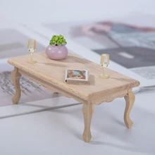 1 12 domek dla lalek Mini salon oryginalny kolor drewna Model stołu do kawy symulacja stół końcowy zabawkowe meble drewniany ozdoby tanie tanio WOADA 25-36m 7-12y 12 + y 4-6y CN (pochodzenie) Unisex NONE 1 12