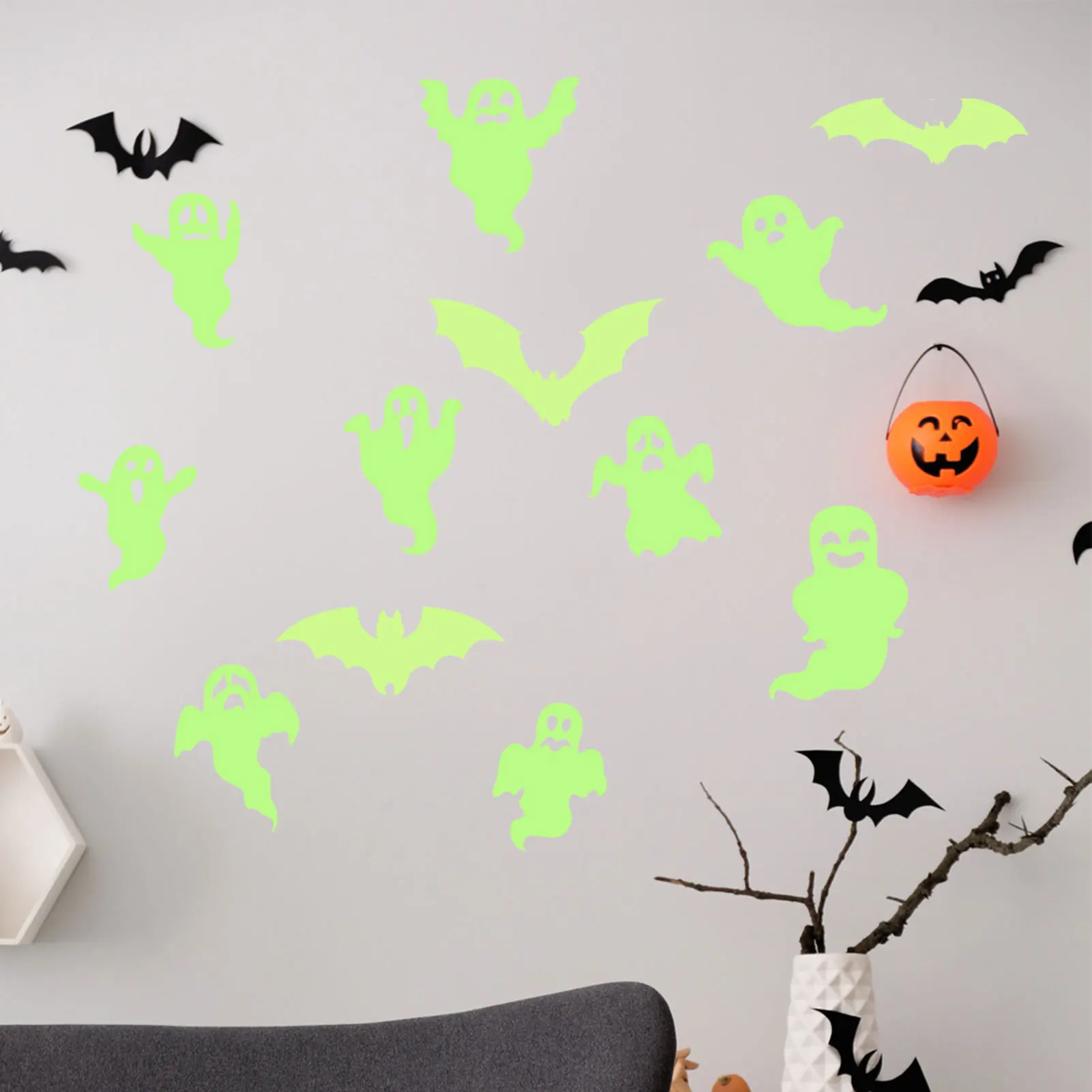 Halloween Luminous Wall Decals Glowing In The Dark Eyes Window Sticker For Halloween Decoration For Home Party Supplies