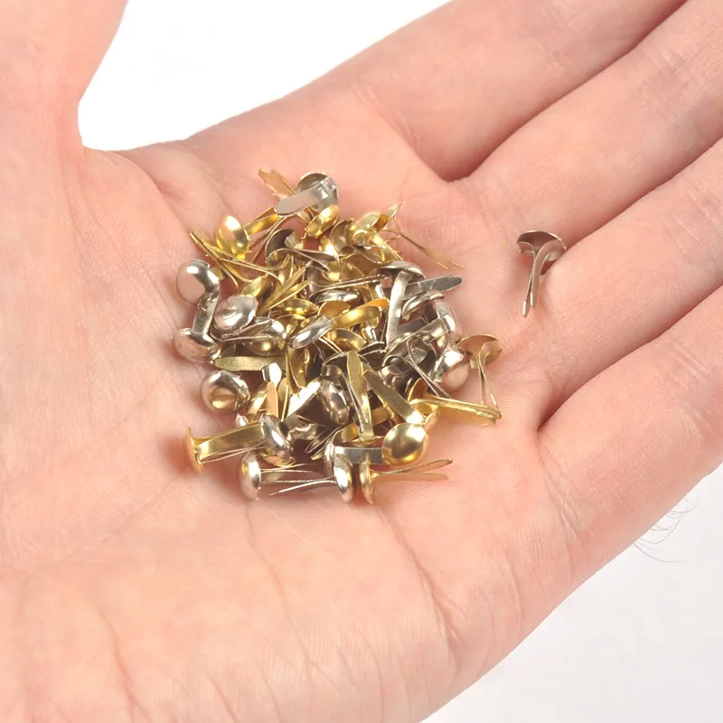 Mixed Gold Silver Metal Brads Scrapbooking Embellishment Fastener 100pcs/lot 4.5*8mm DIY Decoration Paper Card Crafts