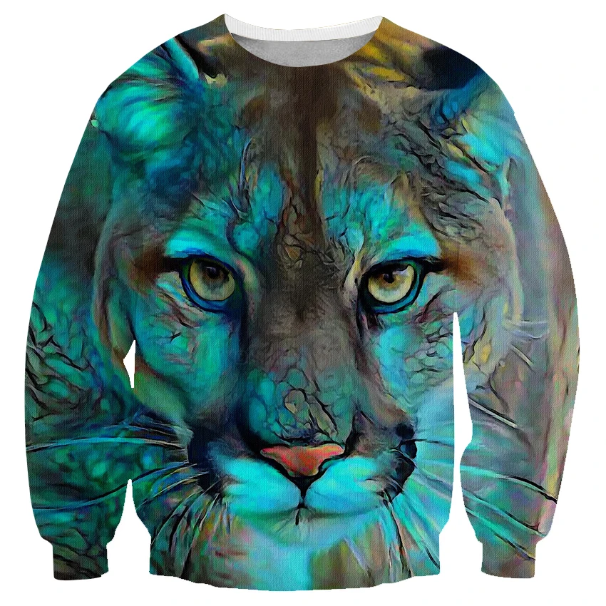 

New Long Sleeve Hoodies Unisex Pullovers Fashion Tiger Leopard Printed 3D Men/Womens Sweatshirts