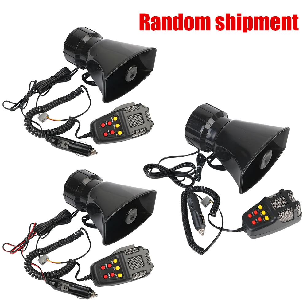 120dB 12V Car Horn Police Warning Siren Loud Speaker 7 Multi-tone Claxon Horn Car Loudspeaker Megaphone Cigar Lighter Adapter