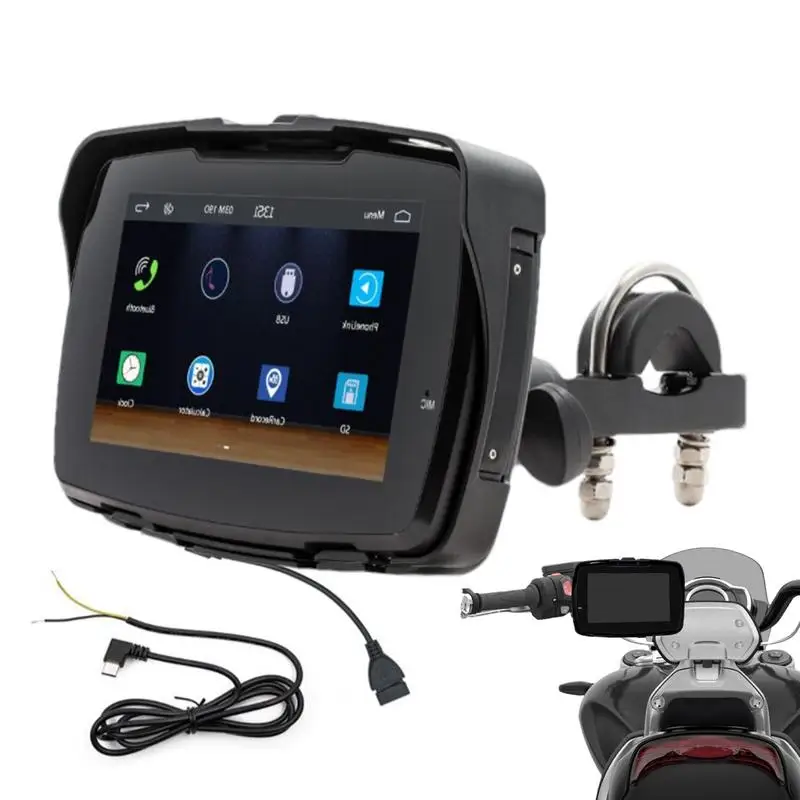 

Car Screen 5inch Portable Motorcycle Navigator Portable Touch Screen System Dual Link Wireless Ip65 Waterproof For Motorbike