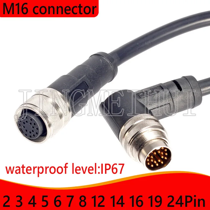 Tomada Fêmea Masculina da Aviação Ip67 Impermeável de M16 2p 3p 4p 5p 6p 8p 12p 14p 16pin Formou o Cabo Protegido para Dados e Sistemas de Telecomunicações a