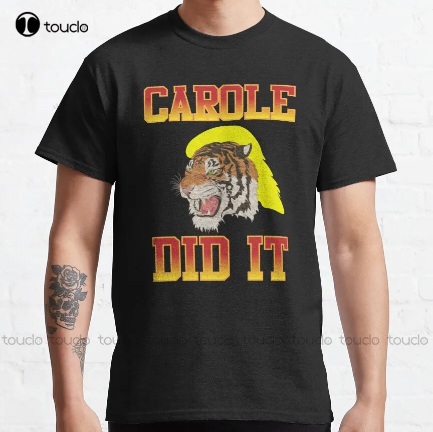 

Классическая Летняя футболка с изображением Джо экзотического Carole Did It, футболки на заказ, футболка унисекс с цифровой печатью для подростков, футболки из искусственного хлопка
