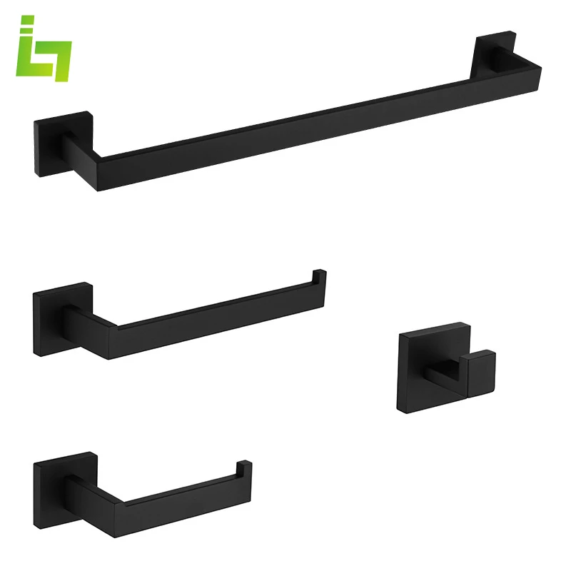

Matte Black Bathroom Decoration Towel Holder Toilet Paper Holder Hook Stainless Steel Material