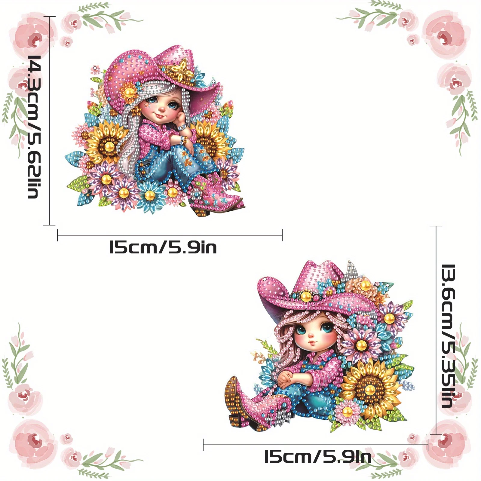 2Pcs Beautiful girls Hanging Diamond Craft Painting Kit for Adult Beginner,Special shape Diamond Art Painting Window Decoration