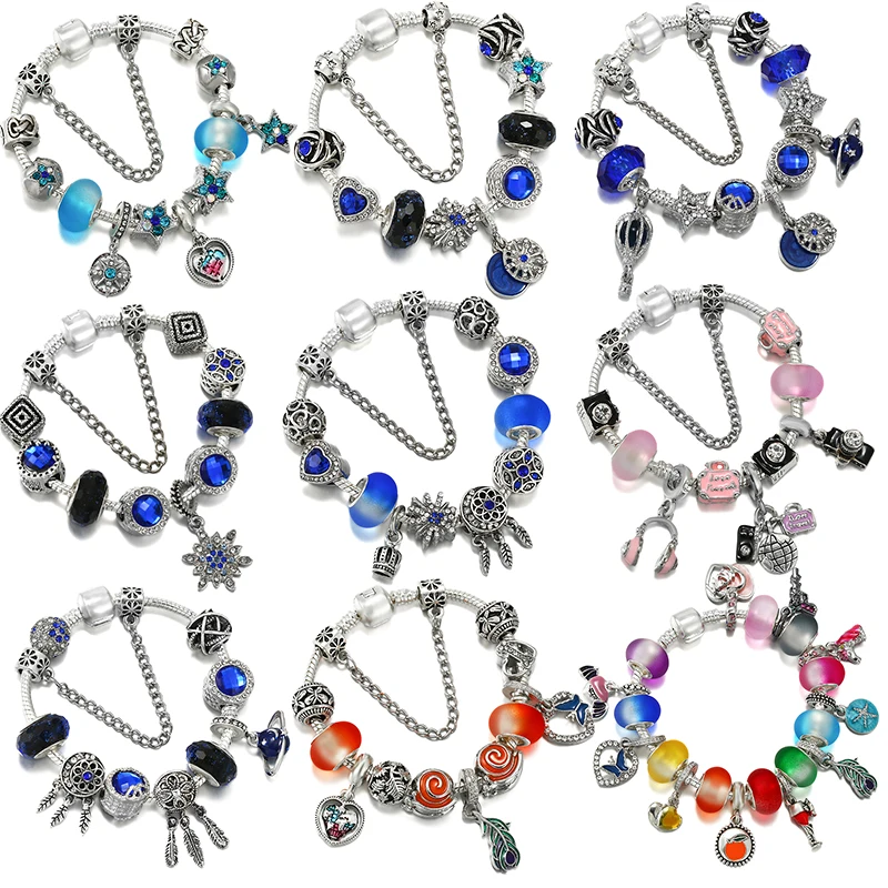 

Shinning Rhinestone Star Beads Charm Bracelets With Snake Chain Brand Bracelets For Women Bijoux Pulseras Jewelry Gift
