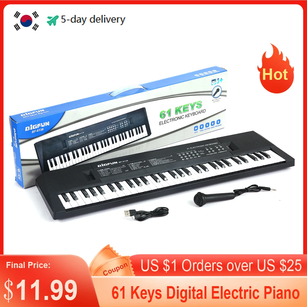 61 Keys Digital Electric Piano Multifunctional Piano Keyboard for Kid Student with Microphone Function Music Electronic Keyboard musical instrument,electronic musical instrument,electronic piano
