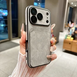 Luxury Solid Color Synthetic Leather Wallet Phone Case with Card Holder and Bumper Back Cover - iPhone 15 Plus (GRAY)