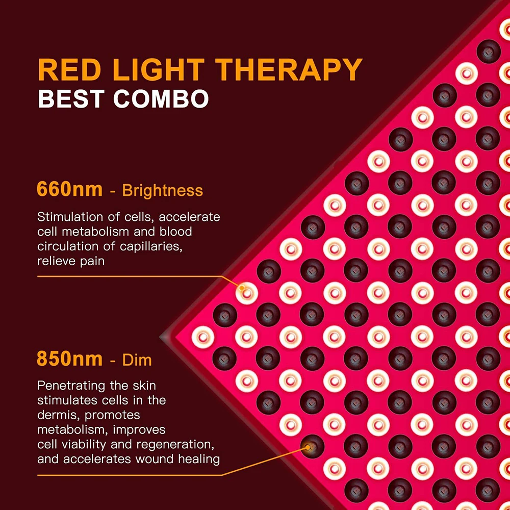Anti Aging 225LEDS Red Led Light Therapy Deep Red 660nm And Near Infrared 850nm LED Light For Full Body Skin And Pain Relief 45W