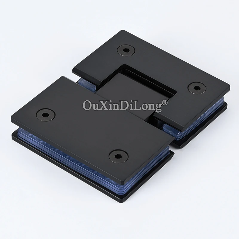 

2PCS 304 Stainless Steel Frameless Bathroom Door Hinges Black Titanium Brushed 180° Glass to Glass Fixed Clamp Hinges for 8~12mm