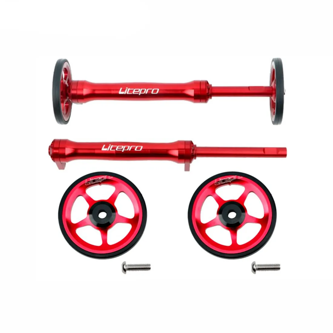 JKLapin Litepro Folding Bike Easywheel Extension Rod Telescopic Bar Bicycle Alloy Easy Wheel Rear Cargo Rack For Brompton bicycle auxiliary wheels bike cargo rack parts