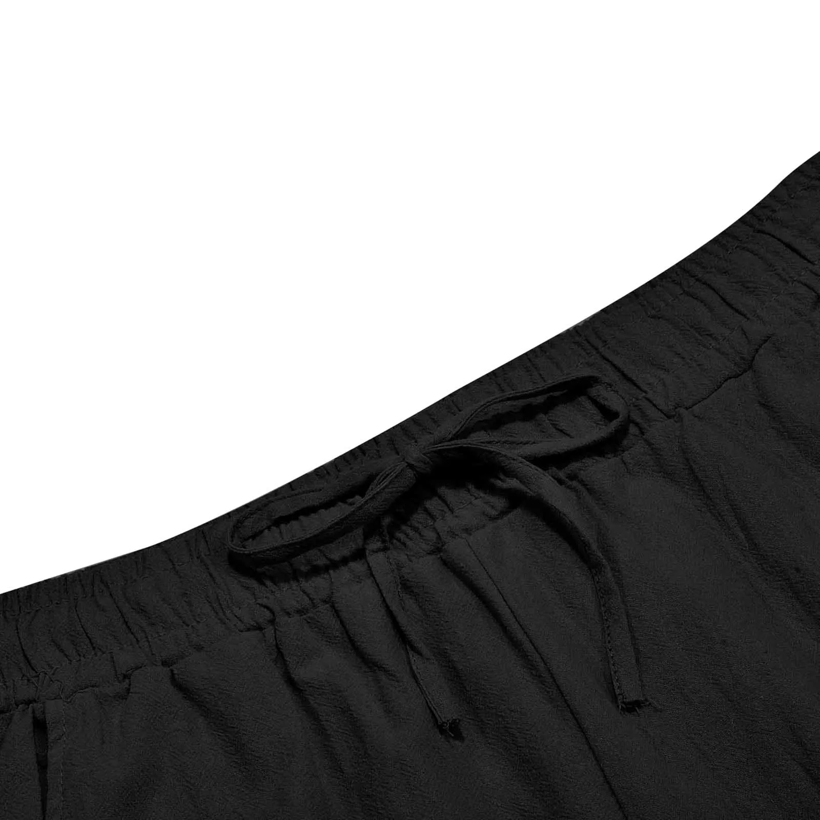 Summer Men's Casual Shorts Cotton Blended Long Elastic Waist Loose Pocket Drawstring 3/4 Length Shorts Daily Street Wear 5