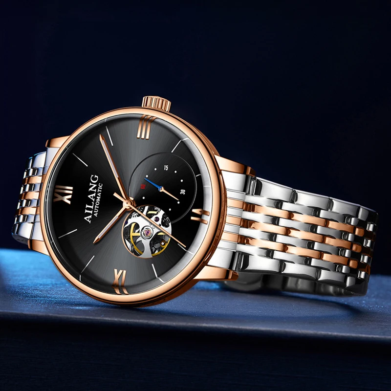 AILANG Orologio da polso da uomo classico con tourbillon, impermeabile, automatico, in acciaio inossidabile, di lusso_voghion.com
